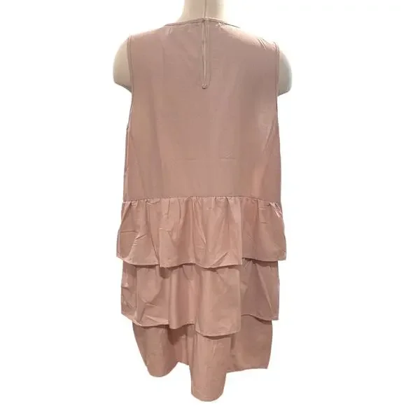 Mud Pie Nicolette Dress Blush Pink Tiered Sleeveless L NWT - Picture 3 of 10